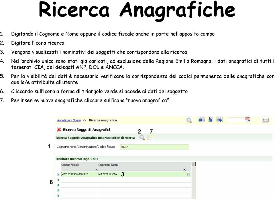 Nell archivio unico sono stati già caricati, ad esclusione della Regione Emilia Romagna, i dati anagrafici di tutti i tesserati CIA, dei delegati ANP, DOL e ANCCA. 5.
