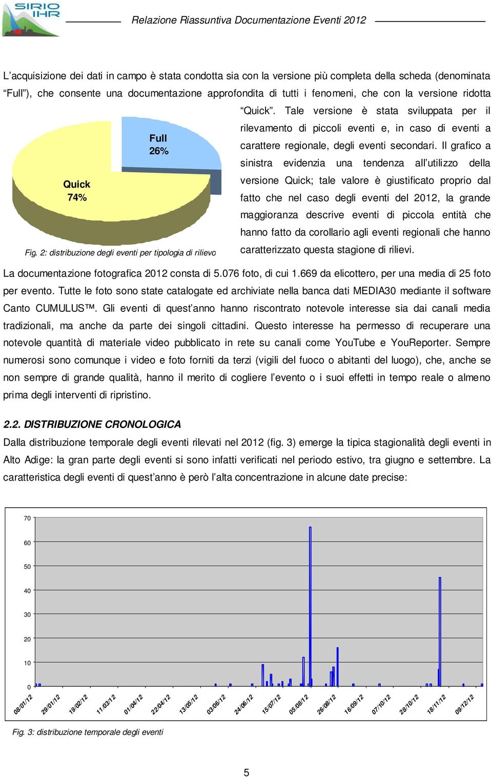 Il grafico a sinistra evidenzia una tendenza all utilizzo della versione Quick; tale valore è giustificato proprio dal fatto che nel caso degli eventi del 212, la grande maggioranza descrive eventi