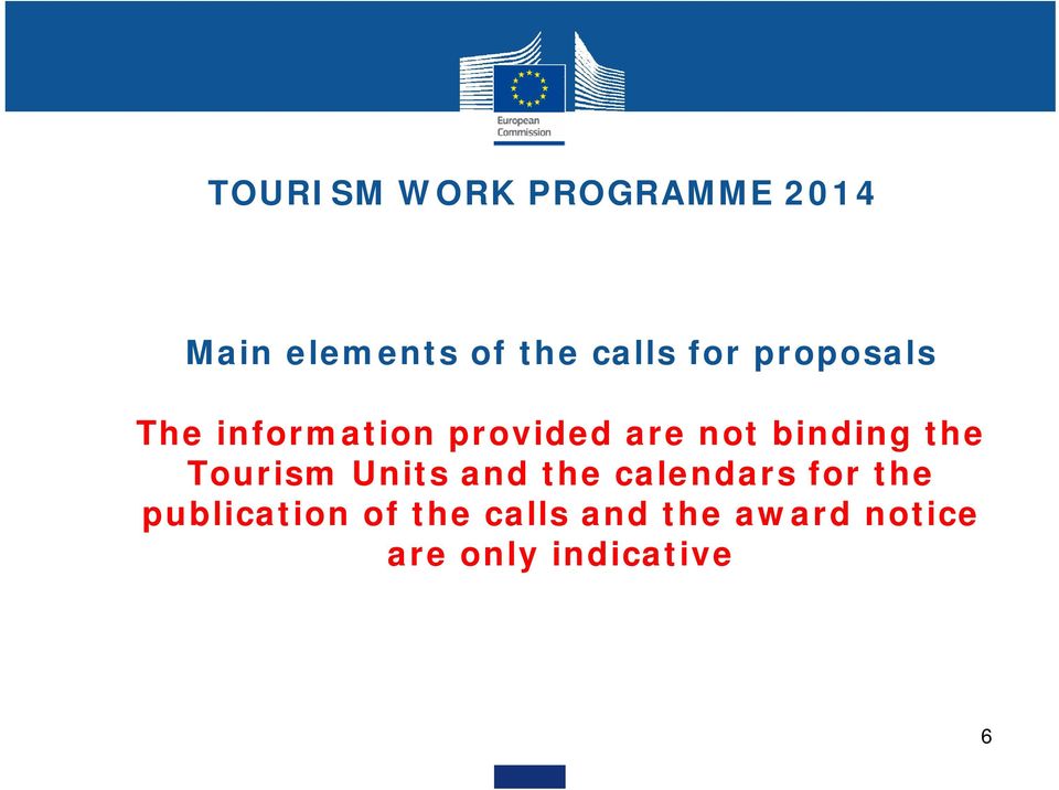 the Tourism Units and the calendars for the publication