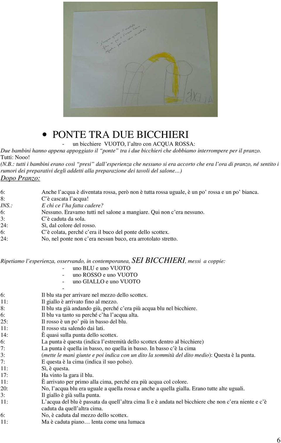 : tutti i bambini erano così presi dall esperienza che nessuno si era accorto che era l ora di pranzo, né sentito i rumori dei preparativi degli addetti alla preparazione dei tavoli del salone ) Dopo