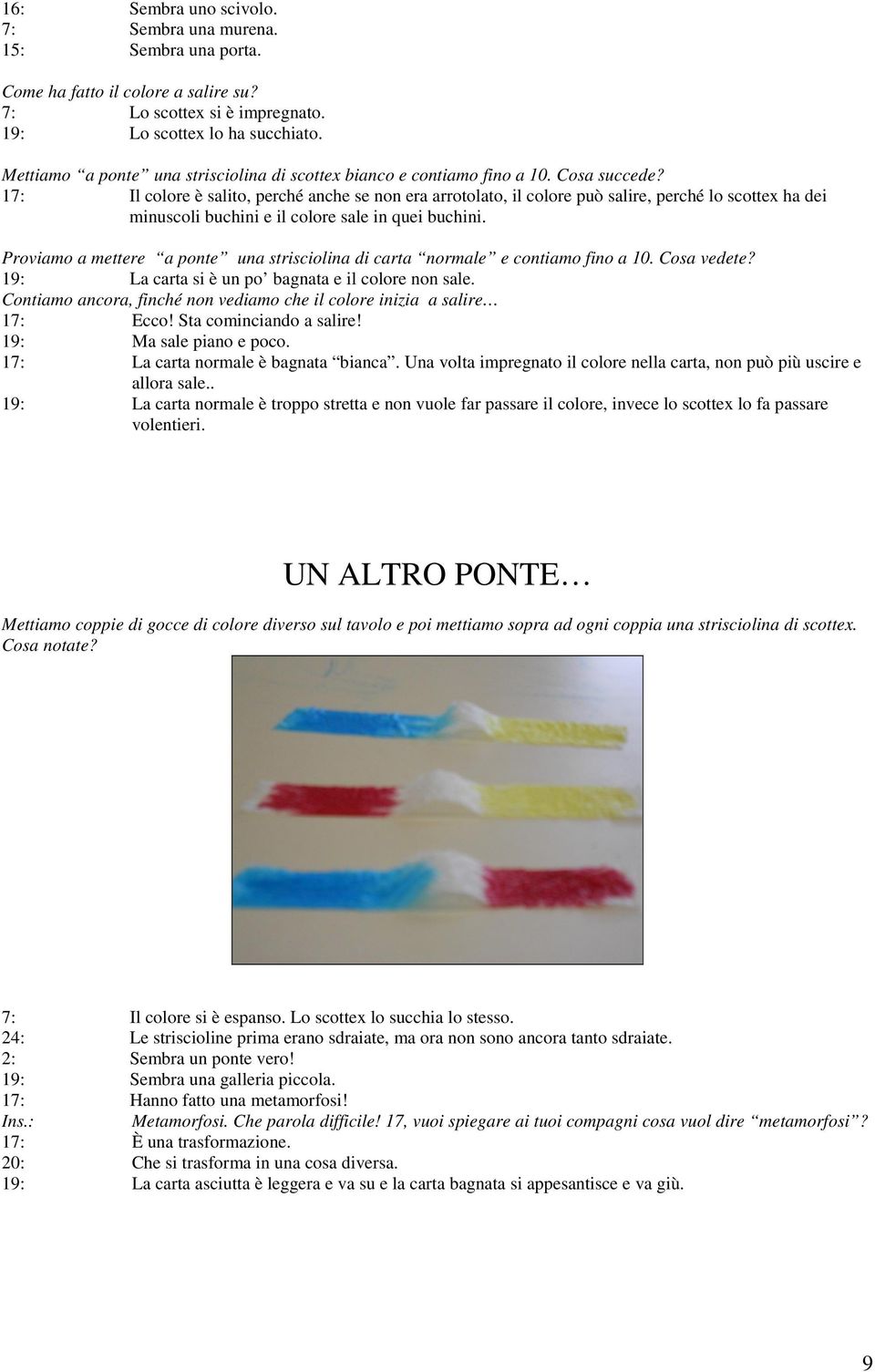 17: Il colore è salito, perché anche se non era arrotolato, il colore può salire, perché lo scottex ha dei minuscoli buchini e il colore sale in quei buchini.