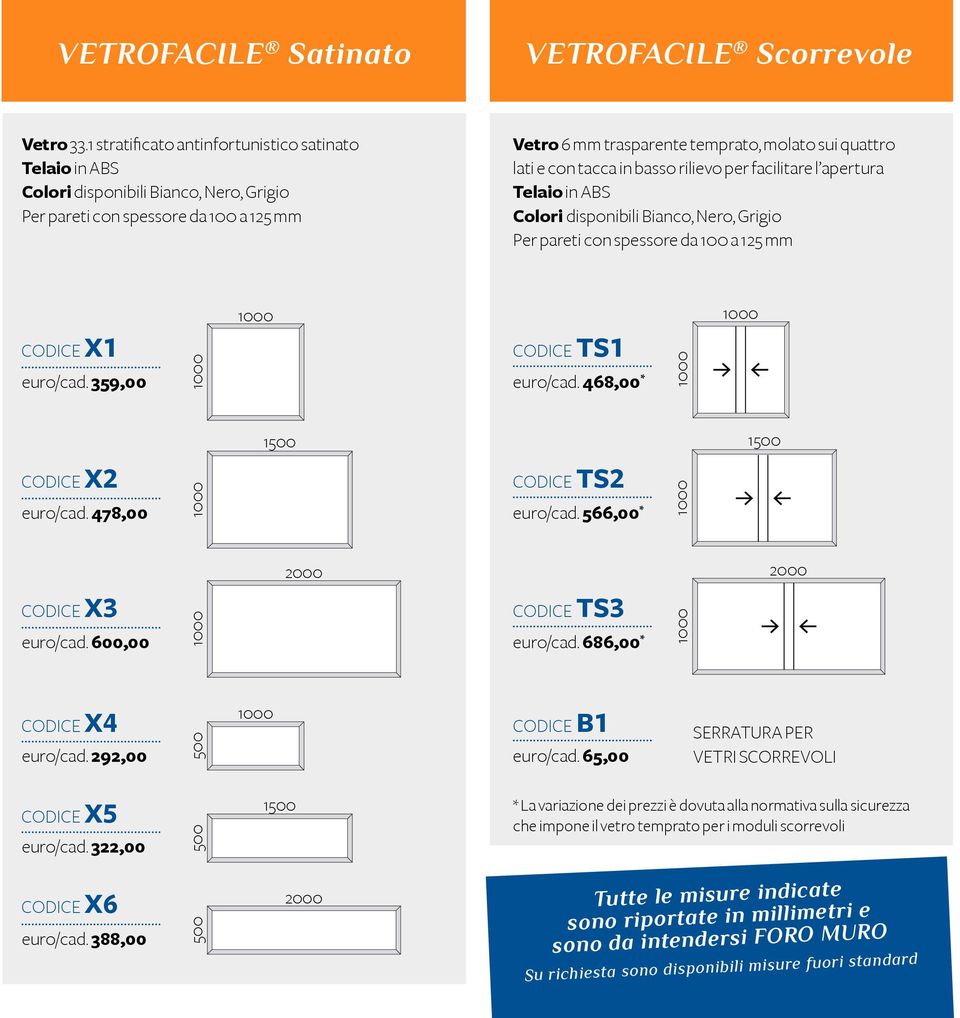 359,00 CODICE TS1 euro/cad. 468,00 * 1 1 CODICE X2 euro/cad. 478,00 CODICE TS2 euro/cad. 566,00 * CODICE X3 euro/cad. 600,00 CODICE TS3 euro/cad. 686,00 * CODICE X4 euro/cad.