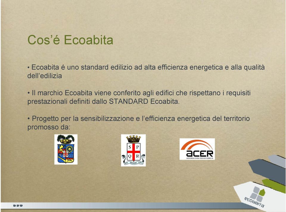 rispettano i requisiti prestazionali definiti dallo STANDARD Ecoabita.