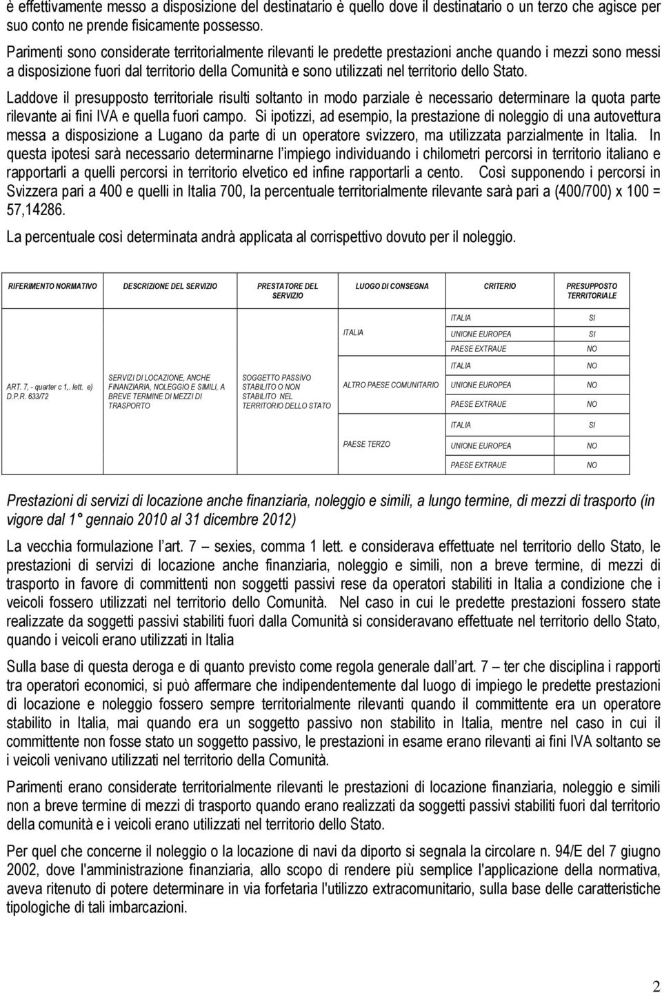 Stato. Laddove il presupposto territoriale risulti soltanto in modo parziale è necessario determinare la quota parte rilevante ai fini IVA e quella fuori campo.