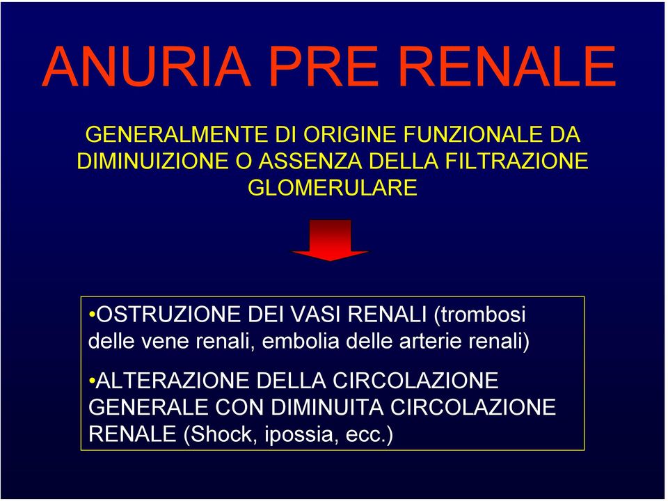 (trombosi delle vee reali, embolia delle arterie reali) ALTERAZIONE