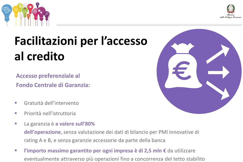 per PMI innovative di rating A e B, e senza garanzie accessorie da parte della banca l importo massimo garantito per