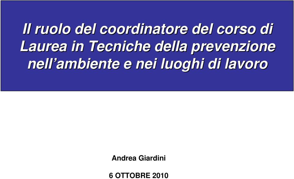 prevenzione nell ambiente e nei