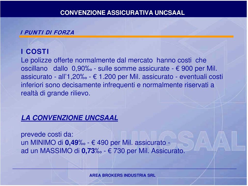 assicurato - eventuali costi inferiori sono decisamente infrequenti e normalmente riservati a realtà di