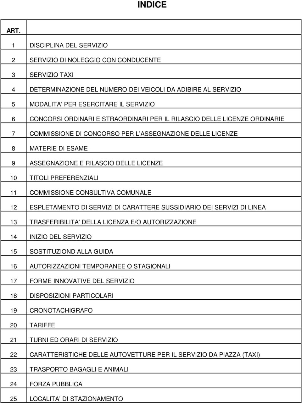 ORDINARI E STRAORDINARI PER IL RILASCIO DELLE LICENZE ORDINARIE 7 COMMISSIONE DI CONCORSO PER L ASSEGNAZIONE DELLE LICENZE 8 MATERIE DI ESAME 9 ASSEGNAZIONE E RILASCIO DELLE LICENZE 10 TITOLI