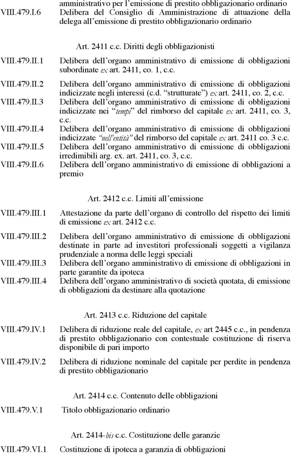 c. Diritti degli obbligazionisti Delibera dell organo amministrativo di emissione di obbligazioni subordinate ex art. 2411, co. 1, c.c. Delibera dell organo amministrativo di emissione di obbligazioni indicizzate negli interessi (c.