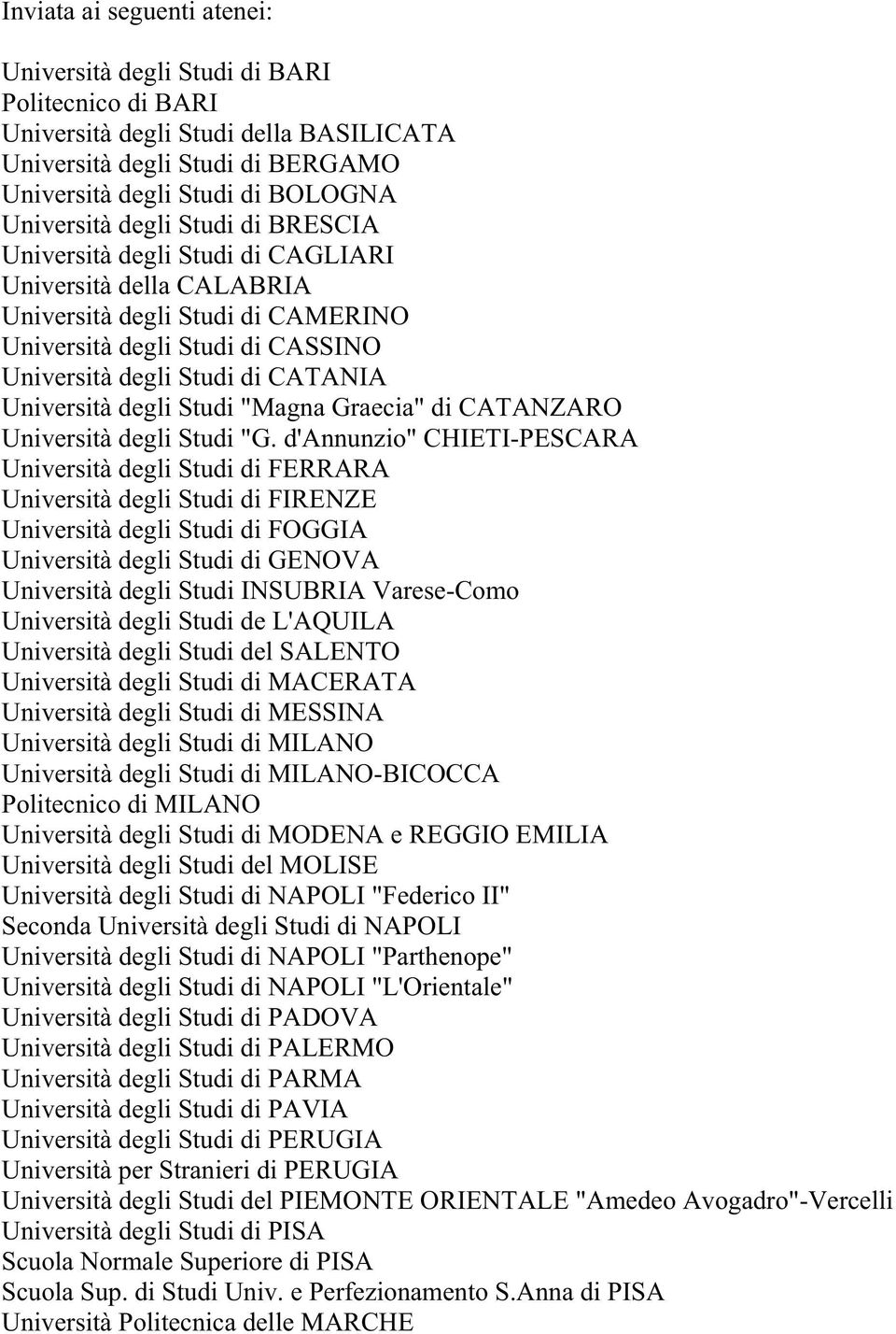 degli Studi "Magna Graecia" di CATANZARO Università degli Studi "G.