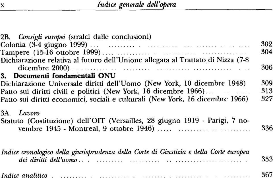 Documenti fondamentali ONU Dichiarazione Universale diritti dell'uomo (New York, 10 dicembre 1948) 309 Patto sui diritti civili e politici (New York, 16 dicembre 1966) 313 Patto sui