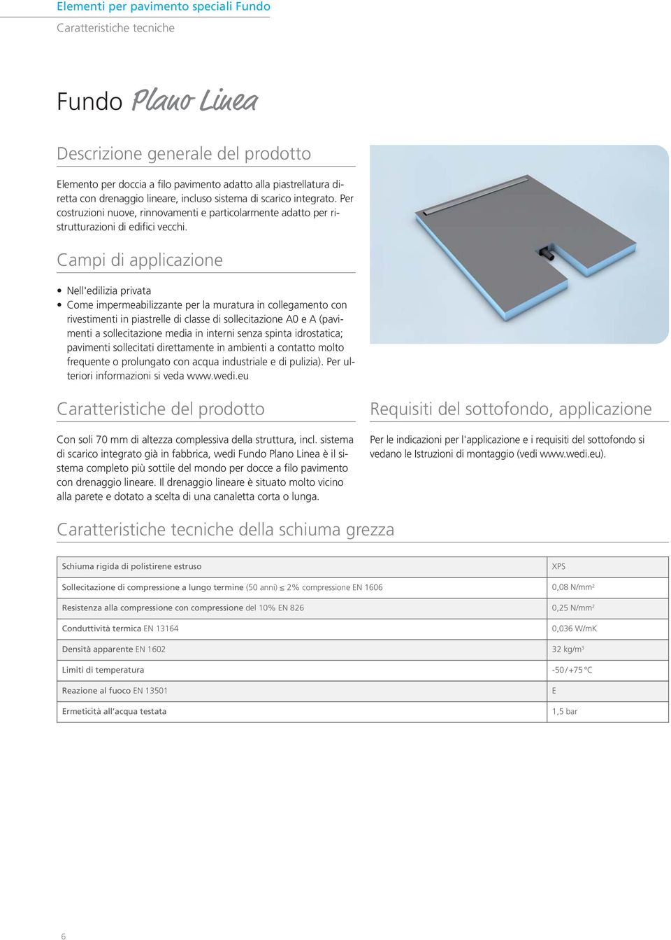 Campi di applicazione Nell'edilizia privata Come impermeabilizzante per la muratura in collegamento con rivestimenti in piastrelle di classe di sollecitazione A0 e A (pavimenti a sollecitazione media