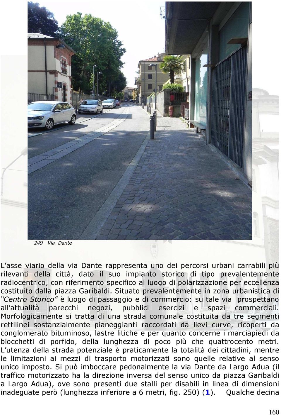 Situato prevalentemente in zona urbanistica di Centro Storico è luogo di passaggio e di commercio: su tale via prospettano all attualità parecchi negozi, pubblici esercizi e spazi commerciali.