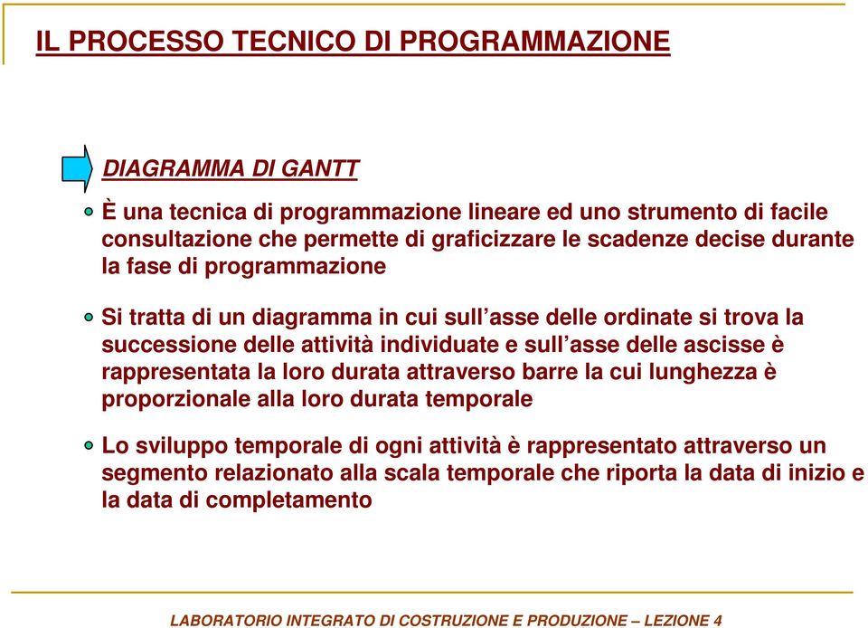 sull asse delle ascisse è rappresentata la loro durata attraverso barre la cui lunghezza è proporzionale alla loro durata temporale Lo sviluppo