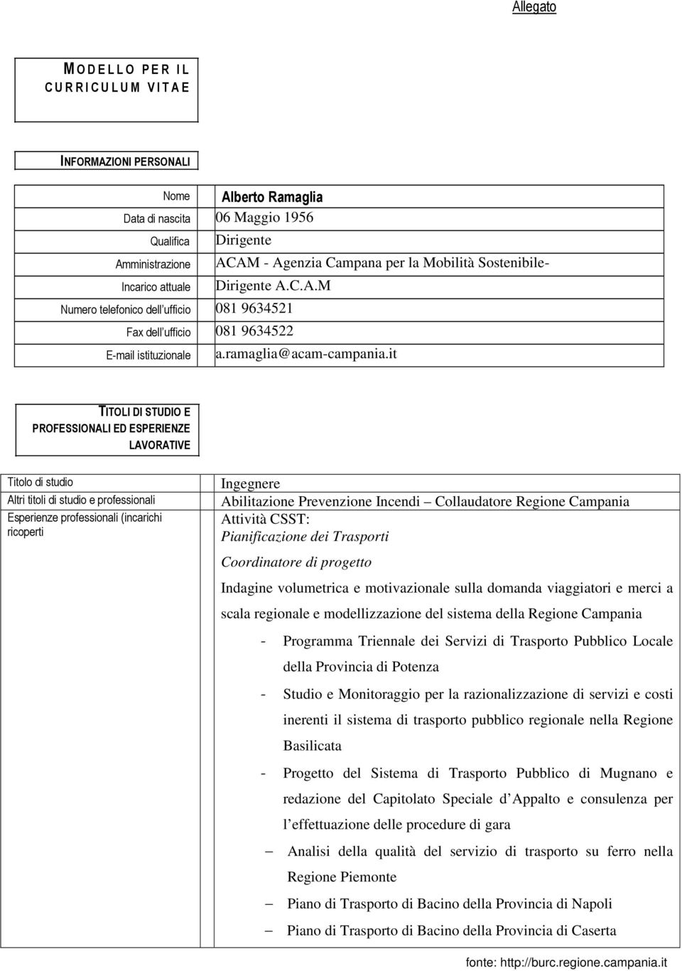 it TITOLI DI STUDIO E PROFESSIONALI ED ESPERIENZE LAVORATIVE Titolo di studio Altri titoli di studio e professionali Esperienze professionali (incarichi ricoperti Ingegnere Abilitazione Prevenzione