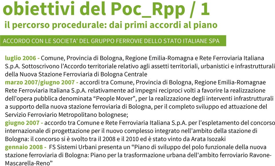Sottoscrivono l Accordo territoriale relativo agli assetti territoriali, urbanistici e infrastrutturali della Nuova Stazione Ferroviaria di Bologna Centrale marzo 2007/giugno 2007 - accordi tra