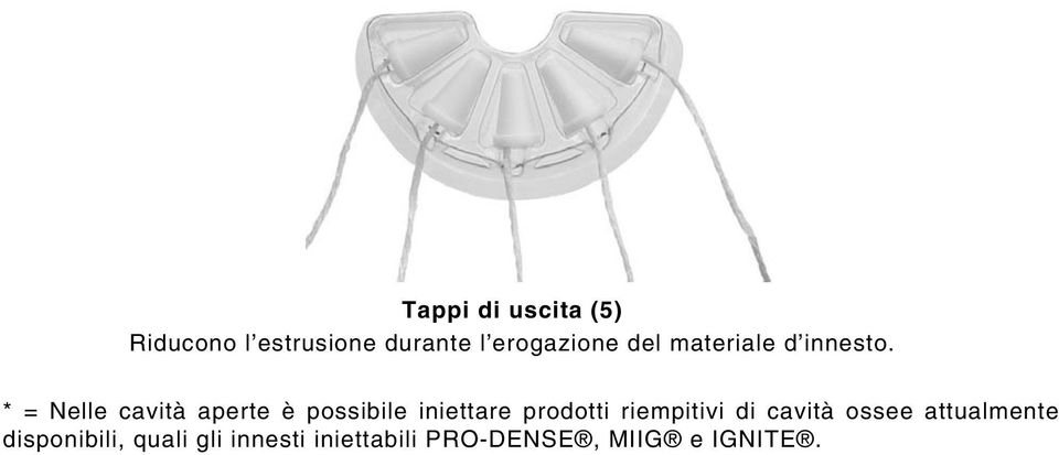 * = Nelle cavità aperte è possibile iniettare prodotti