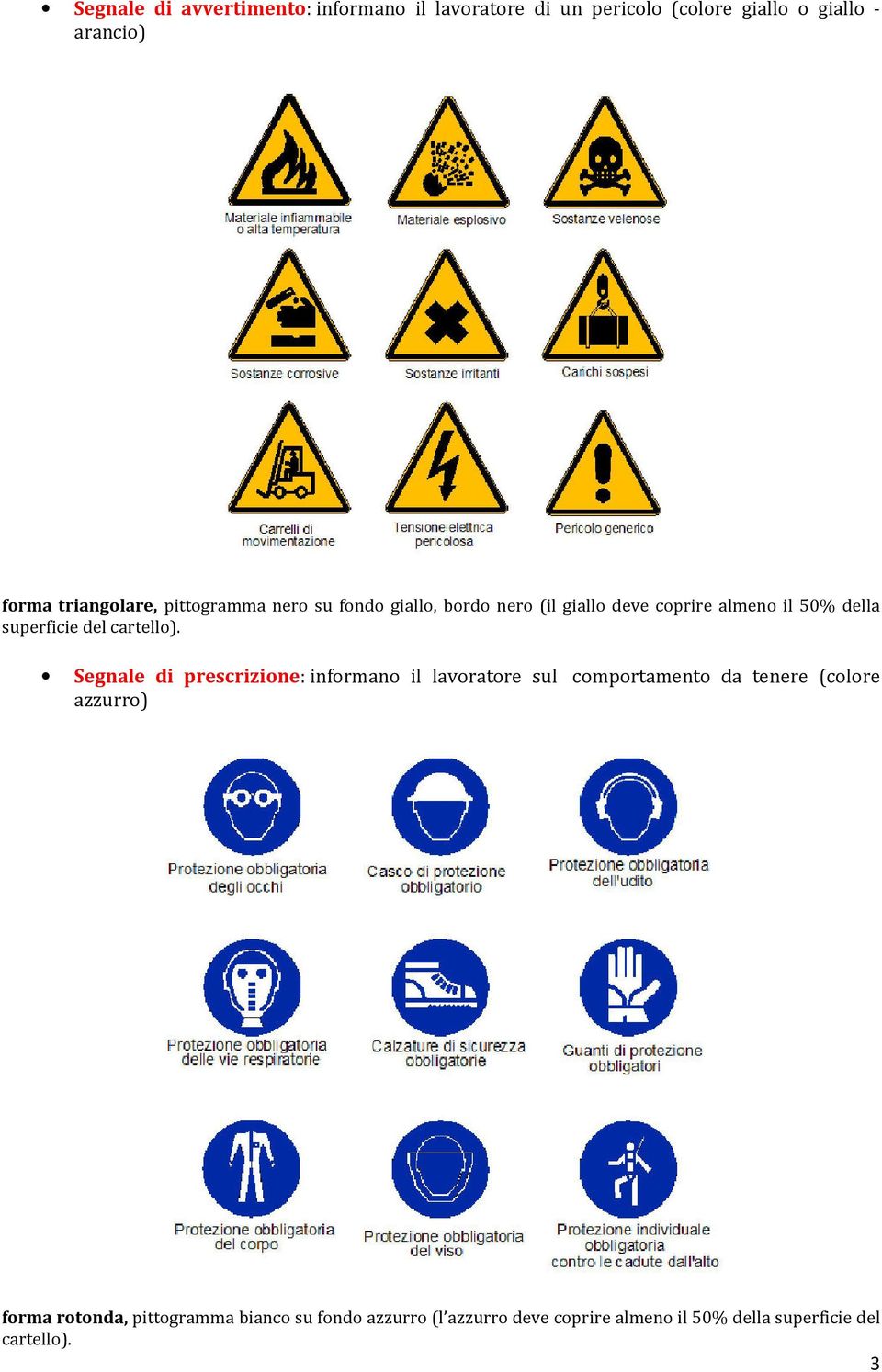 Segnale di prescrizione: informano il lavoratore sul comportamento da tenere (colore azzurro) forma