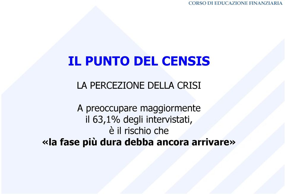 63,1% degli intervistati, è il rischio