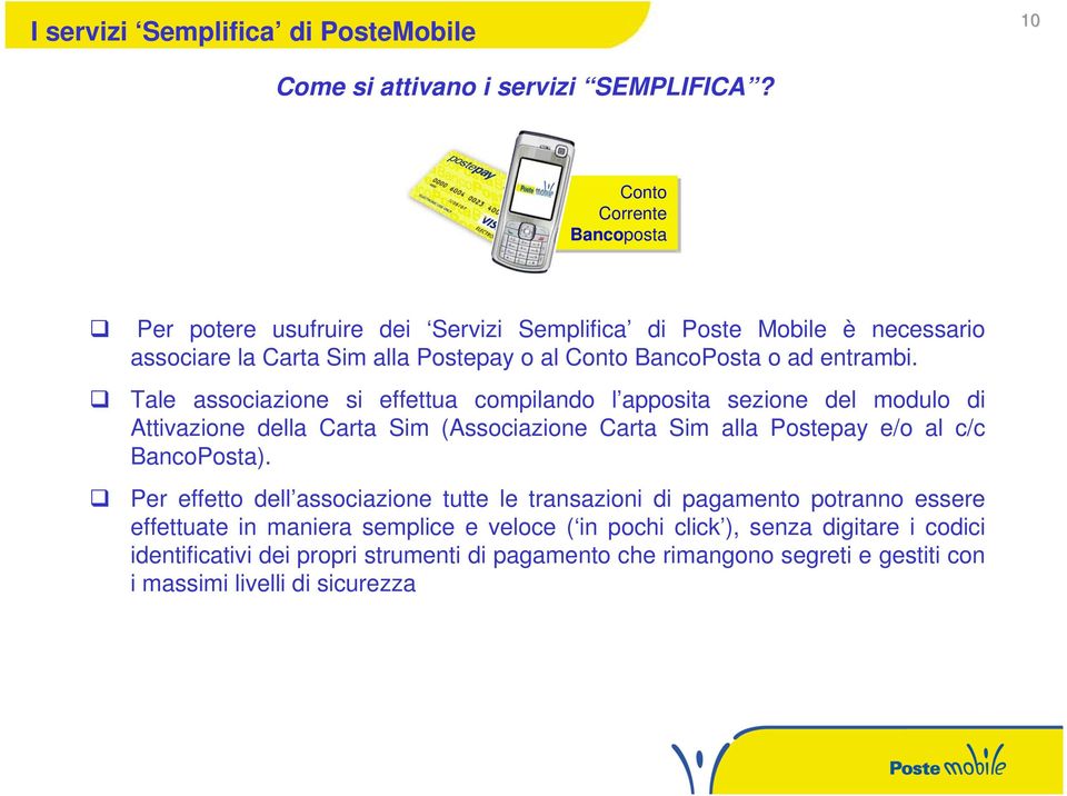 Tale associazione si effettua compilando l apposita sezione del modulo di Attivazione della Carta Sim (Associazione Carta Sim alla Postepay e/o al c/c BancoPosta).