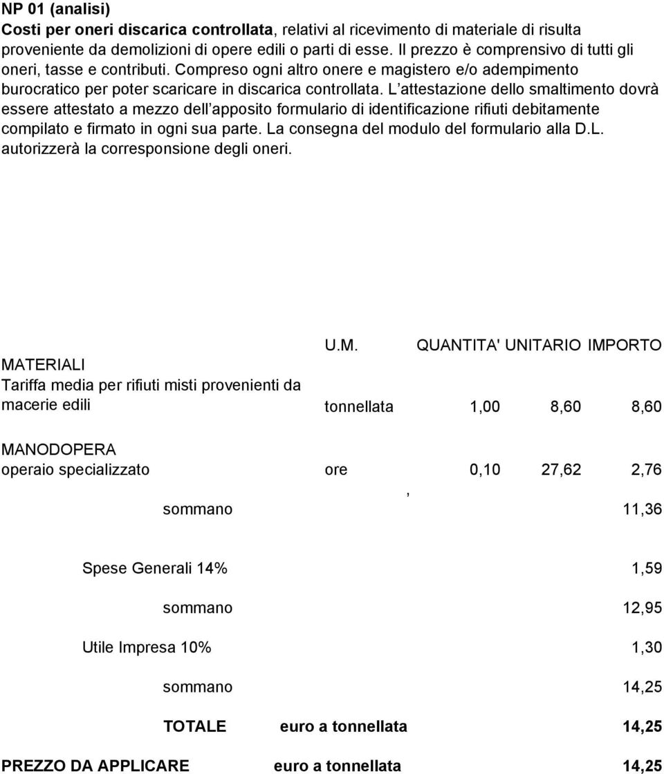 L attestazione dello smaltimento dovrà essere attestato a mezzo dell apposito formulario di identificazione rifiuti debitamente compilato e firmato in ogni sua parte.