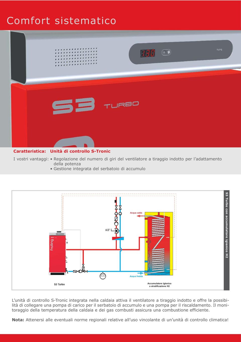 caldaia attiva il ventilatore a tiraggio indotto e offre la possibilità di collegare una pompa di carico per il serbatoio di accumulo e una pompa per il riscaldamento.