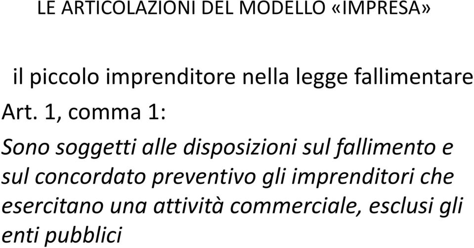 fallimento e sul concordato preventivo gli imprenditori