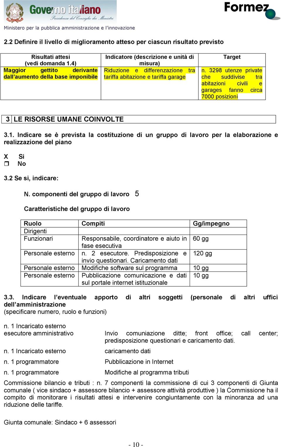 3298 utenze private che suddivise tra abitazioni civili e garages fanno circa 7000 posizioni 3 LE RISORSE UMANE COINVOLTE 3.1.