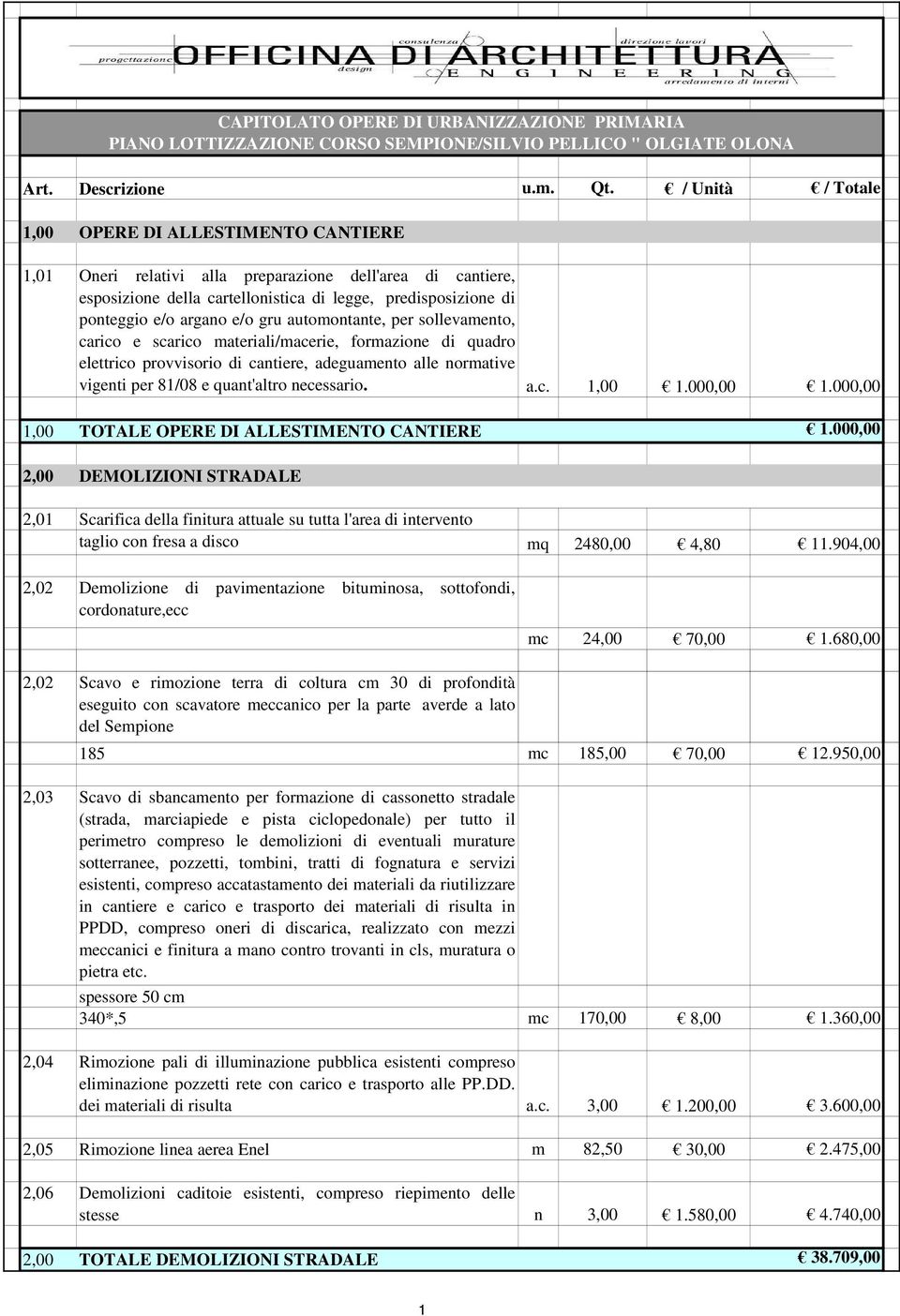 e/o gru automontante, per sollevamento, carico e scarico materiali/macerie, formazione di quadro elettrico provvisorio di cantiere, adeguamento alle normative vigenti per 81/08 e quant'altro