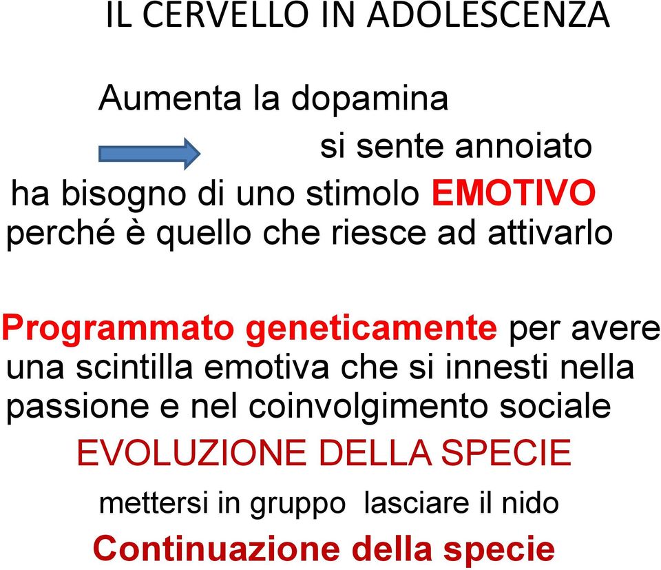 avere una scintilla emotiva che si innesti nella passione e nel coinvolgimento