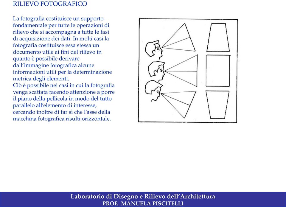 alcune informazioni utili per la determinazione metrica degli elementi.