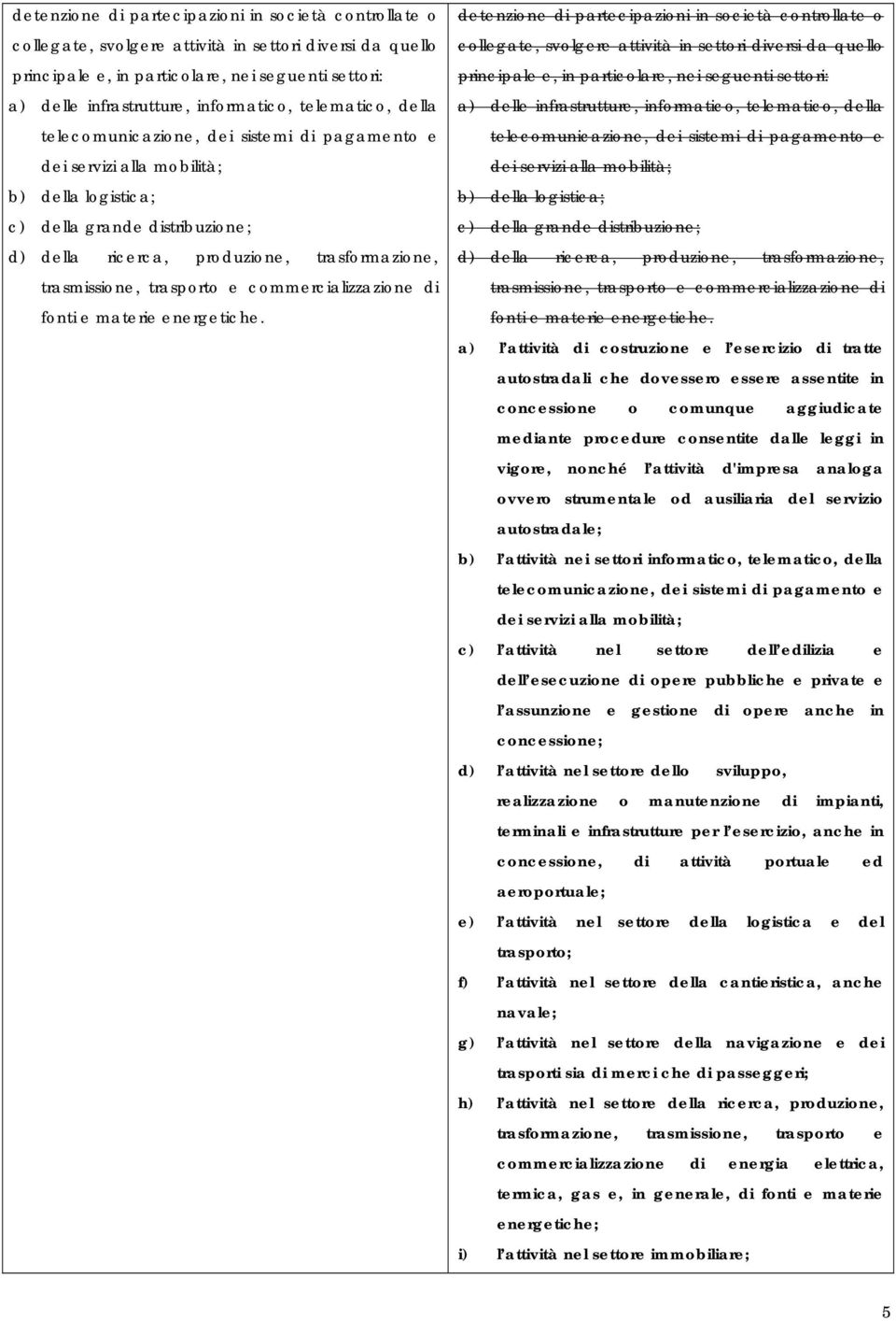 trasformazione, trasmissione, trasporto e commercializzazione di fonti e materie energetiche.   trasformazione, trasmissione, trasporto e commercializzazione di fonti e materie energetiche.