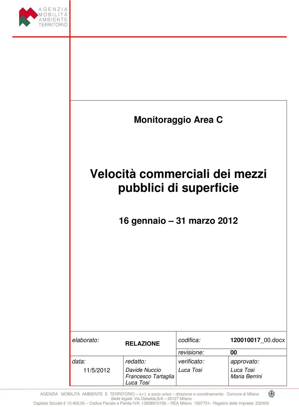 docx data: redatto: verificato: approvato: 11/5/2012 Davide Nuccio Francesco Tartaglia Luca Tosi Luca Tosi Luca Tosi Maria Berrini