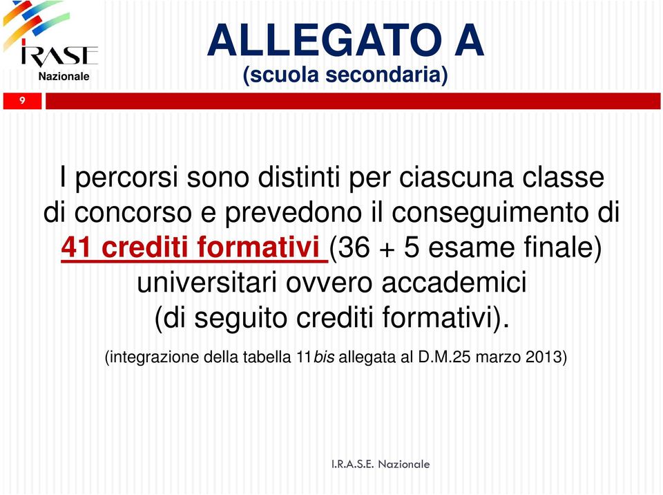 (36 + 5 esame finale) universitari ovvero accademici (di seguito crediti