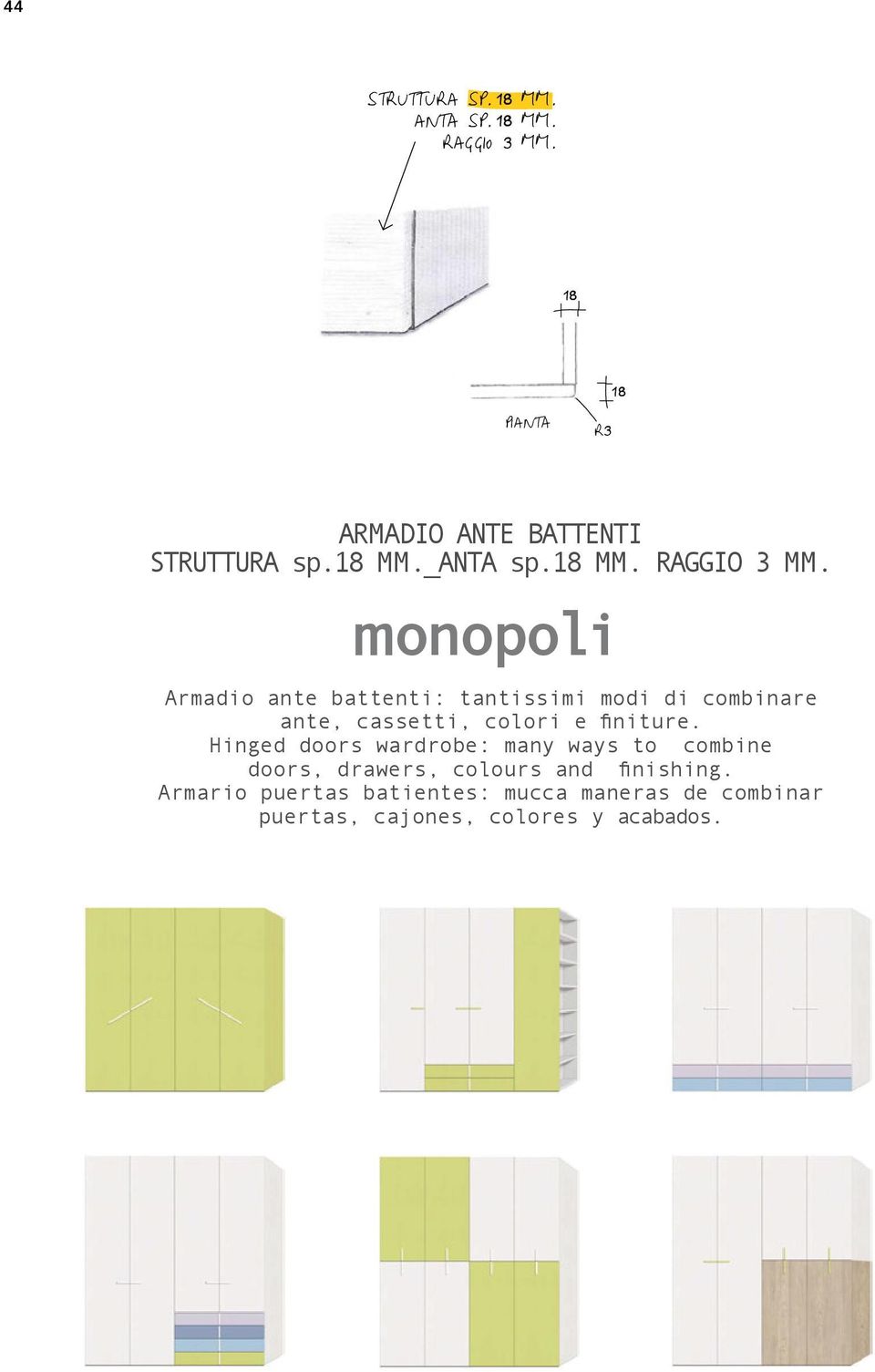 onopoli Armadio ante battenti: tantissimi modi di combinare ante, cassetti, colori e finiture.