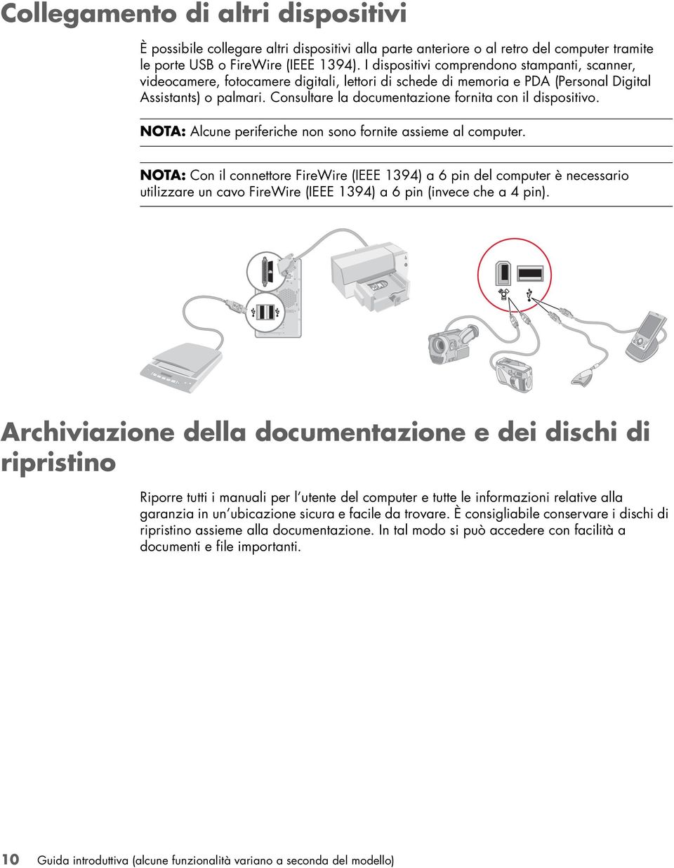 Consultare la documentazione fornita con il dispositivo. NOTA: Alcune periferiche non sono fornite assieme al computer.