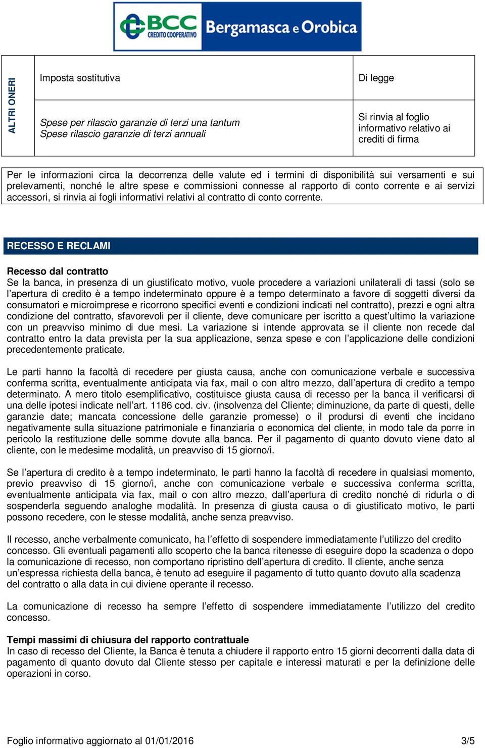 accessori, si rinvia ai fogli informativi relativi al contratto di conto corrente.