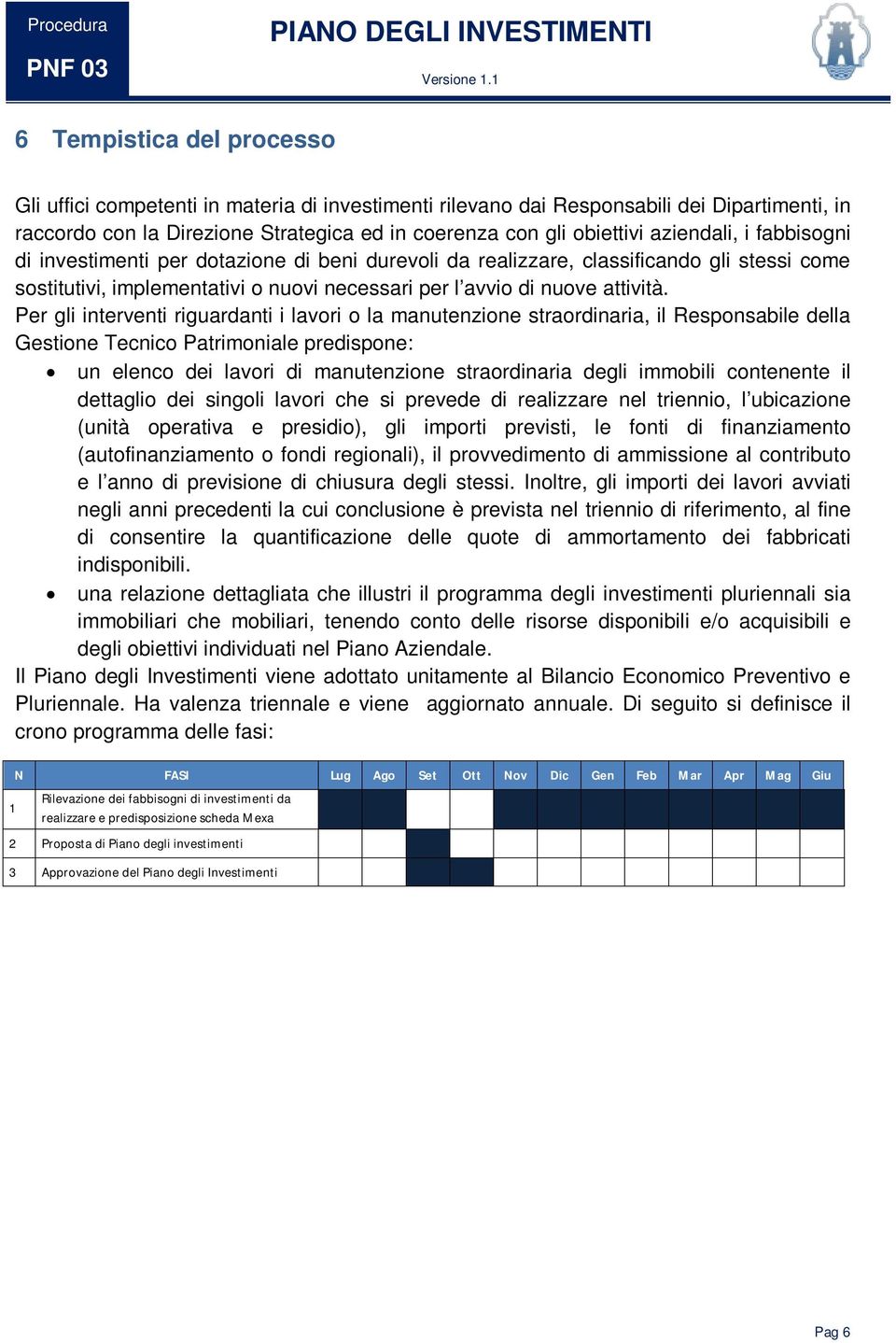 Per gli interventi riguardanti i lavori o la manutenzione straordinaria, il Responsabile della Gestione Tecnico Patrimoniale predispone: un elenco dei lavori di manutenzione straordinaria degli