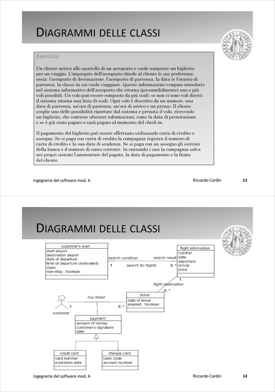 Queste informazioni vengono introdotte nel sistema informativo dell aeroporto che ritorna (presumibilmente) uno o più voli possibili.