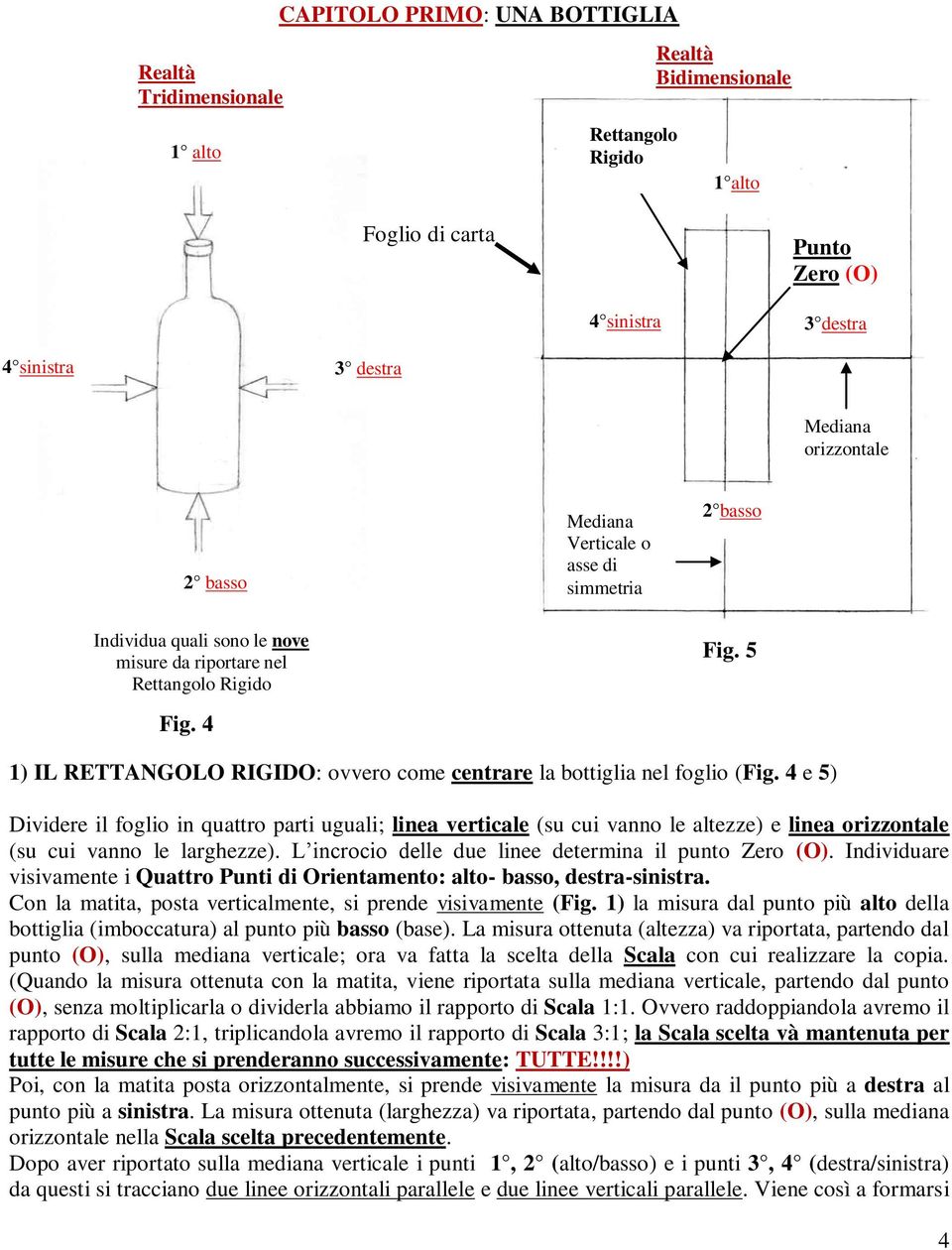 5 1) IL RETTANGOLO RIGIDO: ovvero come centrare la bottiglia nel foglio (Fig.