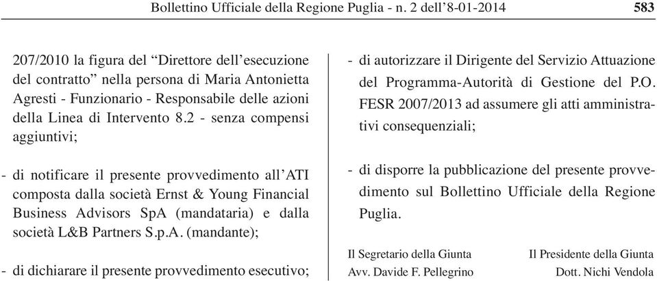 O. FESR 2007/2013 ad assumere gli atti amministrativi consequenziali; - di disporre la pubblicazione del presente provvedimento sul Bollettino Ufficiale della Regione Puglia.