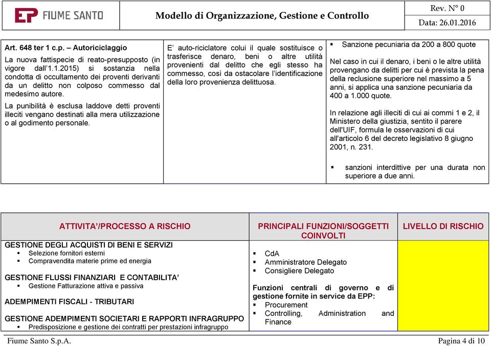 E auto-riciclatore colui il quale sostituisce o trasferisce denaro, beni o altre utilità provenienti dal delitto che egli stesso ha commesso, così da ostacolare l identificazione della loro