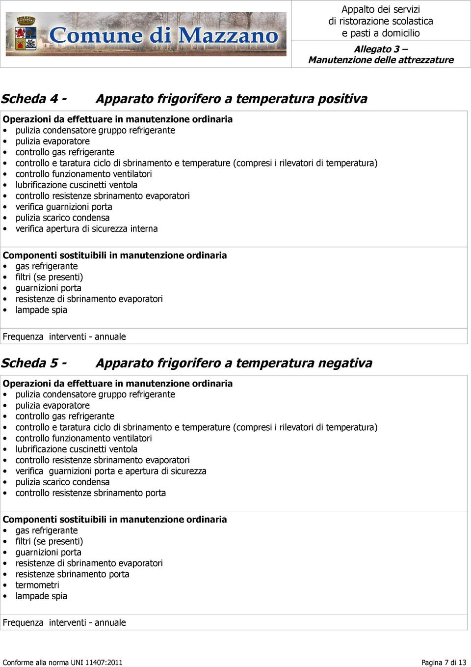 condensa verifica apertura di sicurezza interna gas refrigerante filtri (se presenti) guarnizioni porta resistenze di sbrinamento evaporatori Scheda 5 - Apparato frigorifero a temperatura negativa