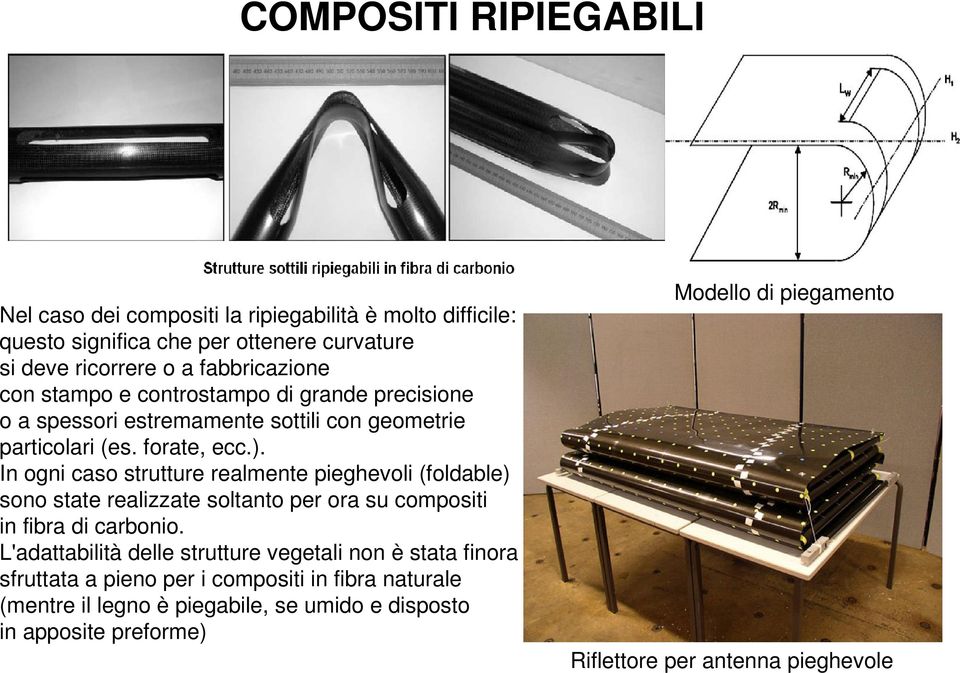 Inognicasostrutturerealmentepieghevoli(foldable) sonostaterealizzatesoltantoperorasucompositi infibradicarbonio.