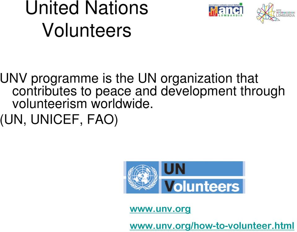 development through volunteerism worldwide.