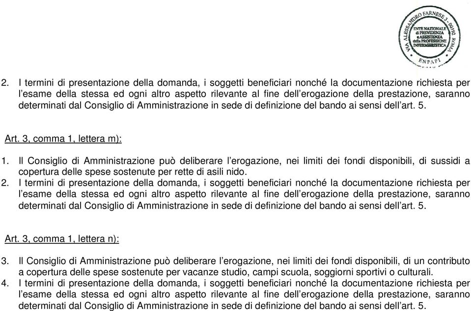 copertura delle spese sostenute per rette di asili nido. Art. 3, comma 1, lettera n): 3.