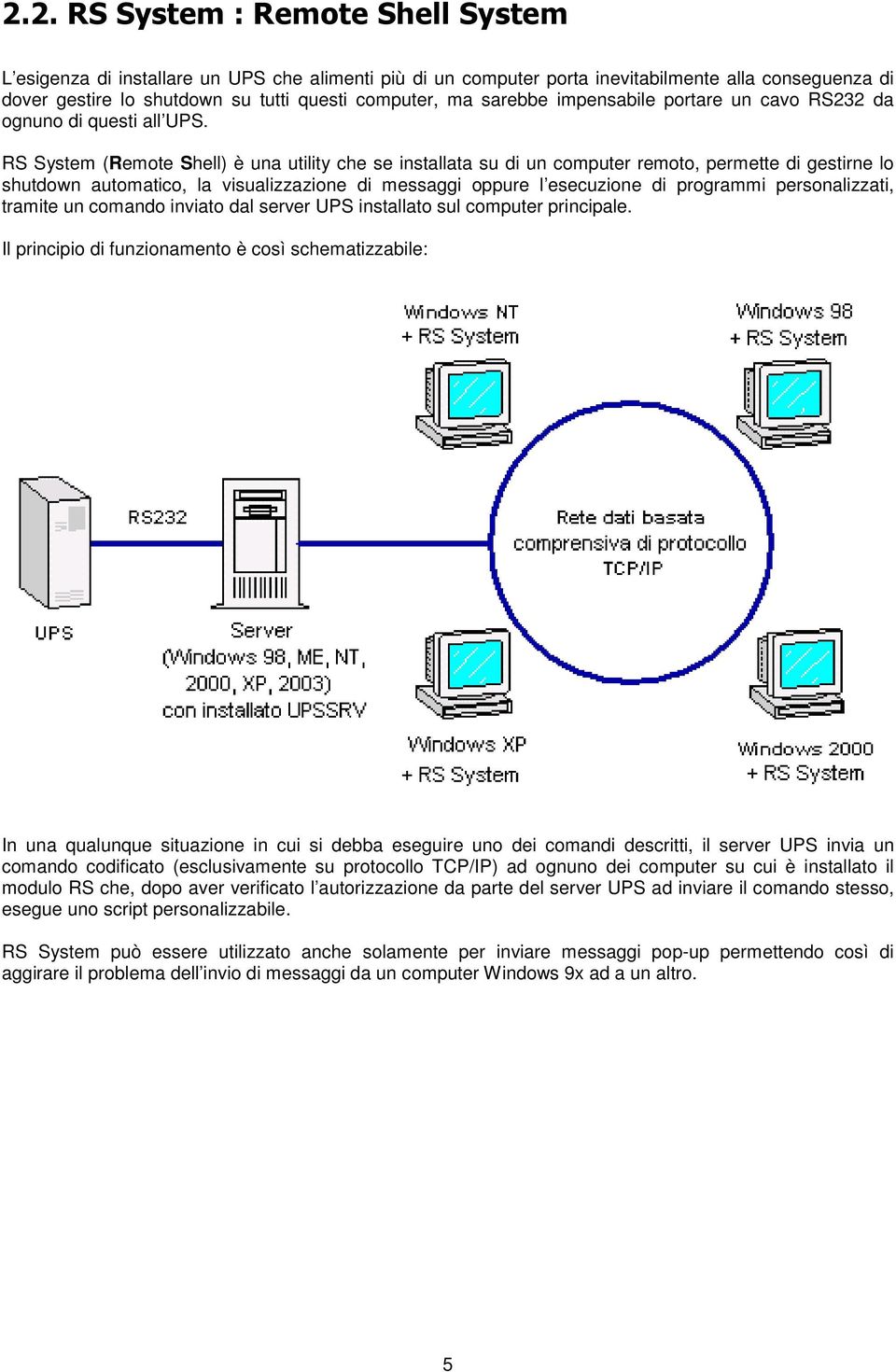 RS System (Remote Shell) è una utility che se installata su di un computer remoto, permette di gestirne lo shutdown automatico, la visualizzazione di messaggi oppure l esecuzione di programmi