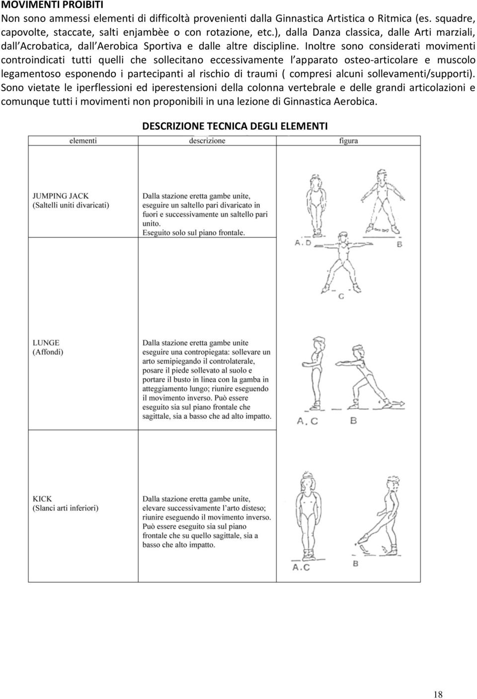 Inoltre sono considerati movimenti controindicati tutti quelli che sollecitano eccessivamente l apparato osteo-articolare e muscolo legamentoso esponendo i partecipanti al rischio di