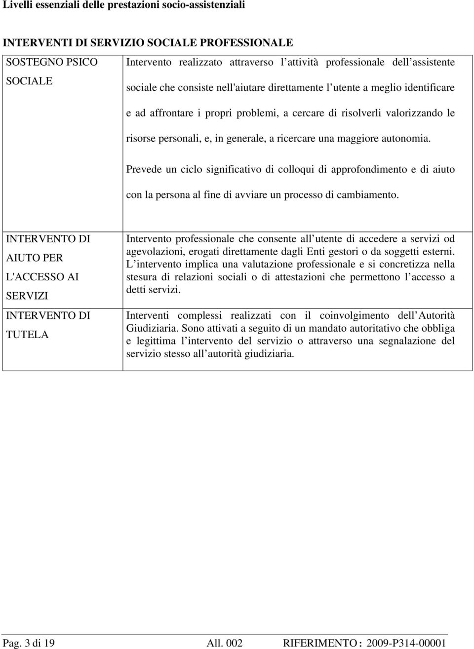 una maggiore autonomia. Prevede un ciclo significativo di colloqui di approfondimento e di aiuto con la persona al fine di avviare un processo di cambiamento.